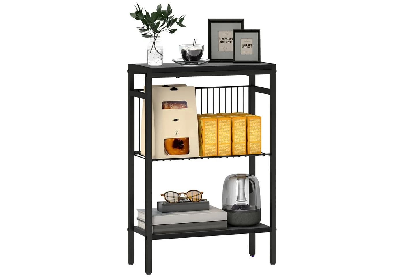 HOMCOM Beistelltisch kleiner Couchtisch Stahlrahmen Schwarz - Bild 2