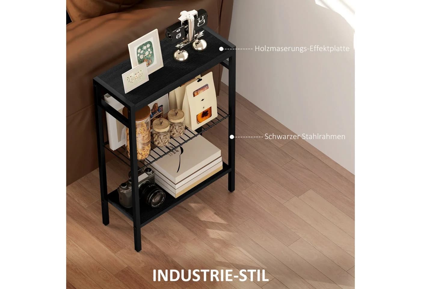 HOMCOM Beistelltisch kleiner Couchtisch Stahlrahmen Schwarz - Bild 5