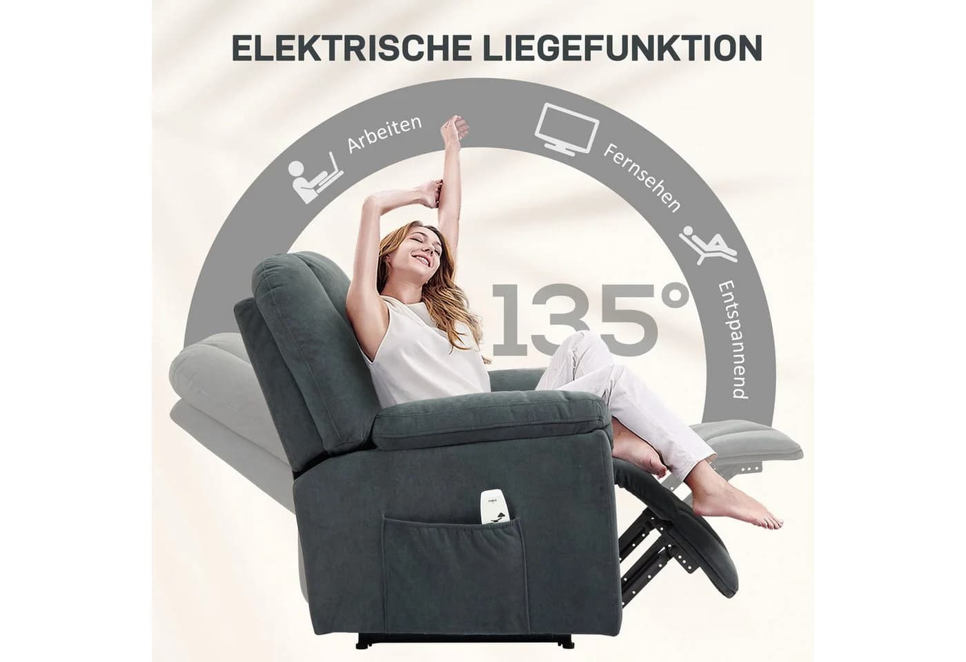 HOMCOM Relaxsessel Fernsehsessel mit Liegefunktion Wärmefunktion Massagesessel - Bild 5