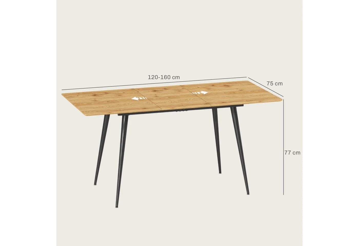 HOMCOM Ausziehbarer Esstisch Natur MDF Stahlbeine - Bild 3