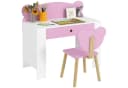 AIYAPLAY Kinderschreibtisch Set Bärenform Rosa Weiß mit Schublade Bild 1