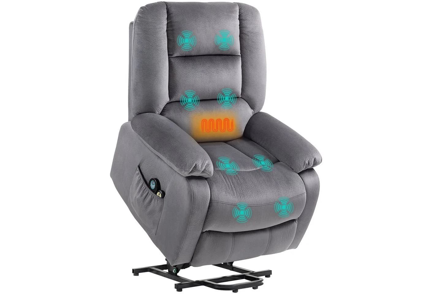 HOMCOM Relaxsessel Fernsehsessel mit Aufstehhilfe und Massagefunktion Dunkelgrau