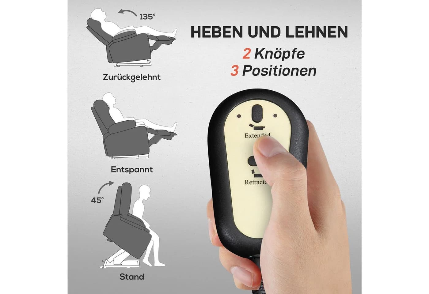 HOMCOM Relaxsessel Fernsehsessel mit Aufstehhilfe und Massagefunktion Dunkelgrau - Bild 4