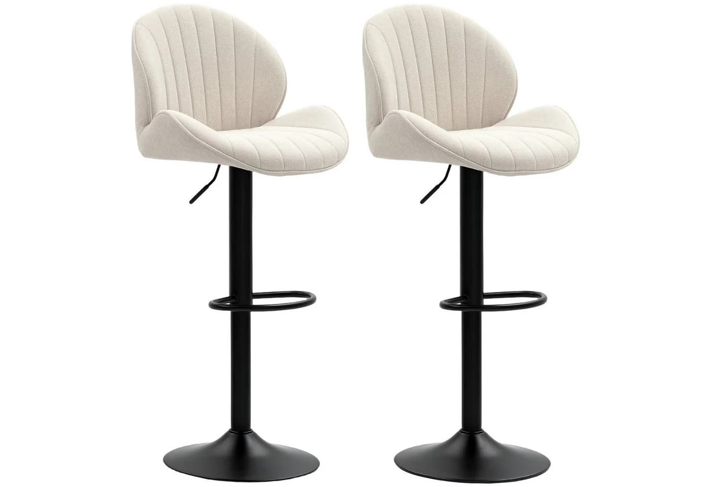 HOMCOM Barhocker 2er Set Höhenverstellbar Beige Schwarz