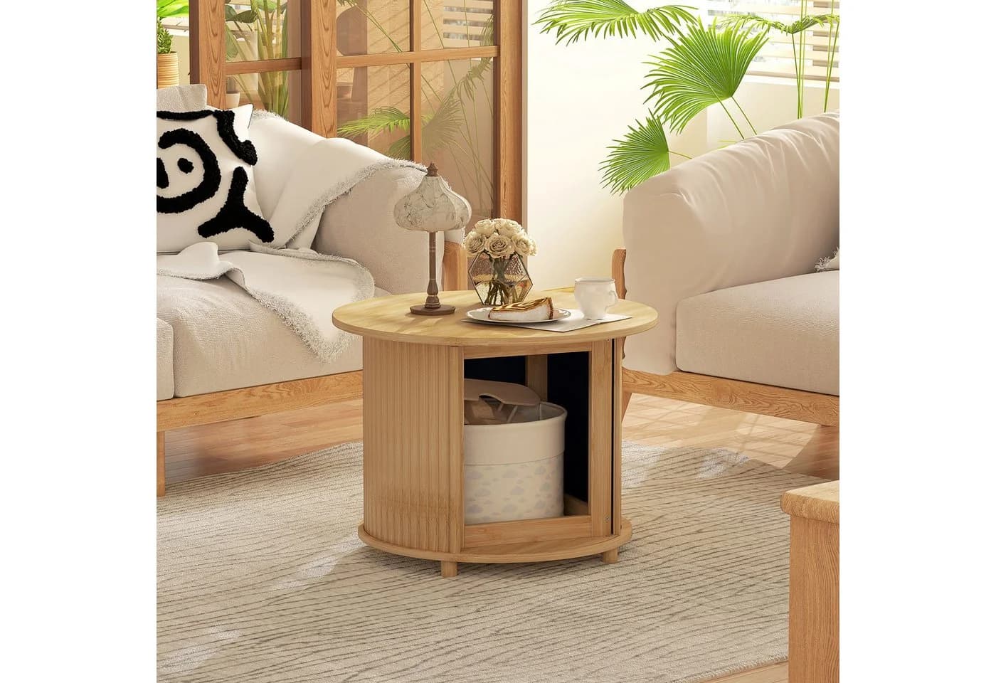 HOMCOM Couchtisch Bambus mit Stauraum