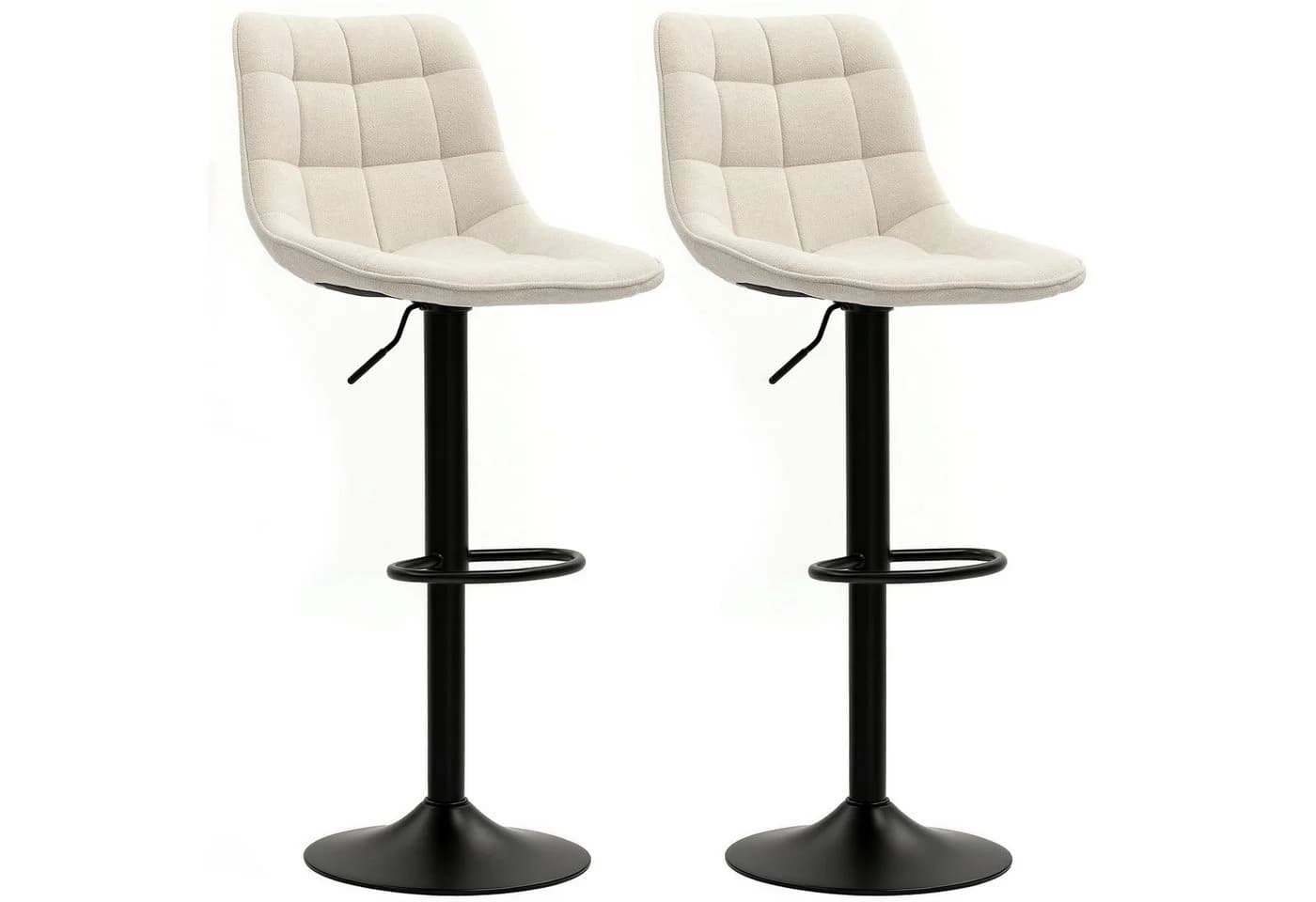 HOMCOM Barhocker 2er Set Beige Höhenverstellbar mit Lehne