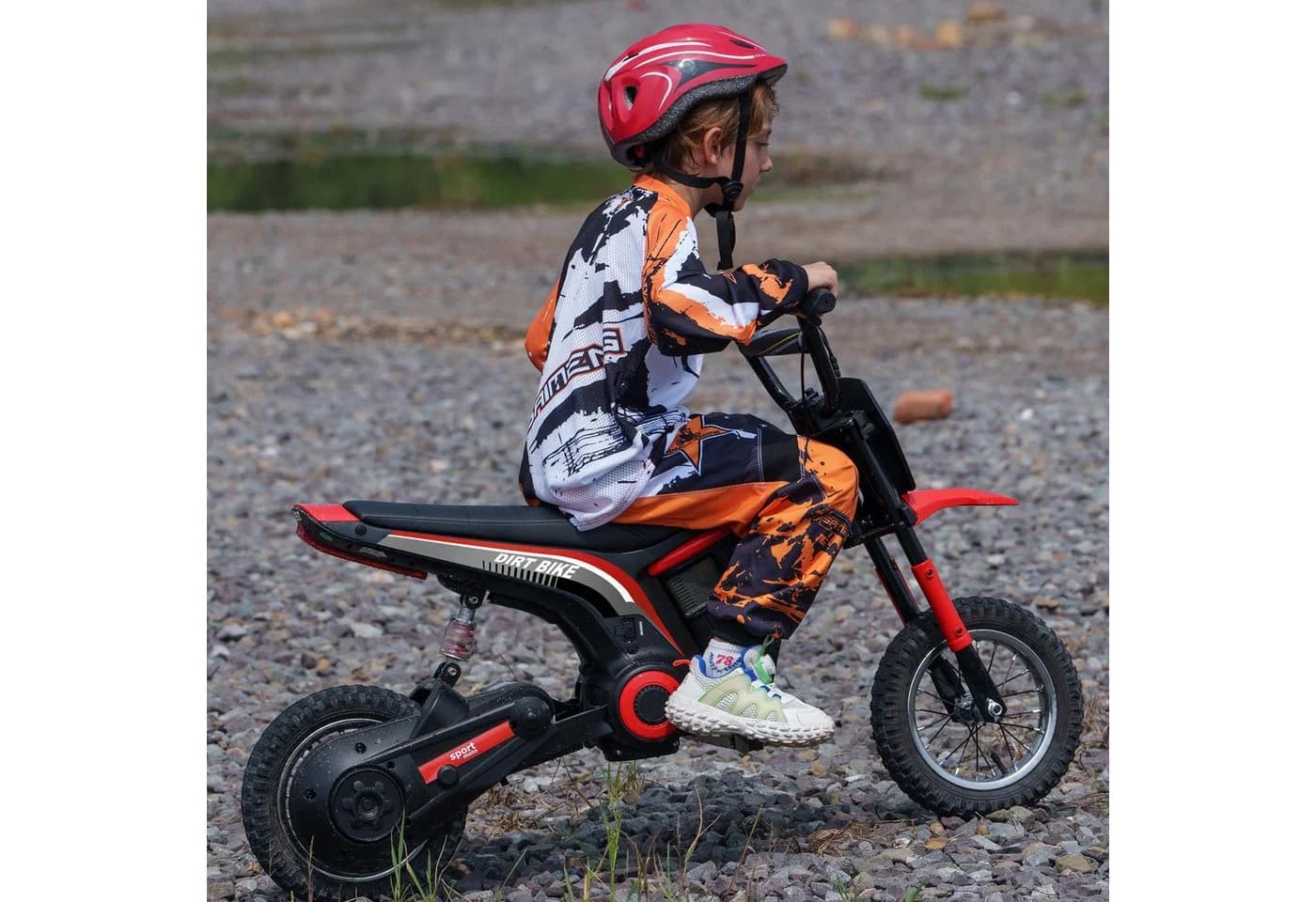 HOMCOM Elektro-Kindermotorrad Rot 24V 350W mit Musik und Scheinwerfer