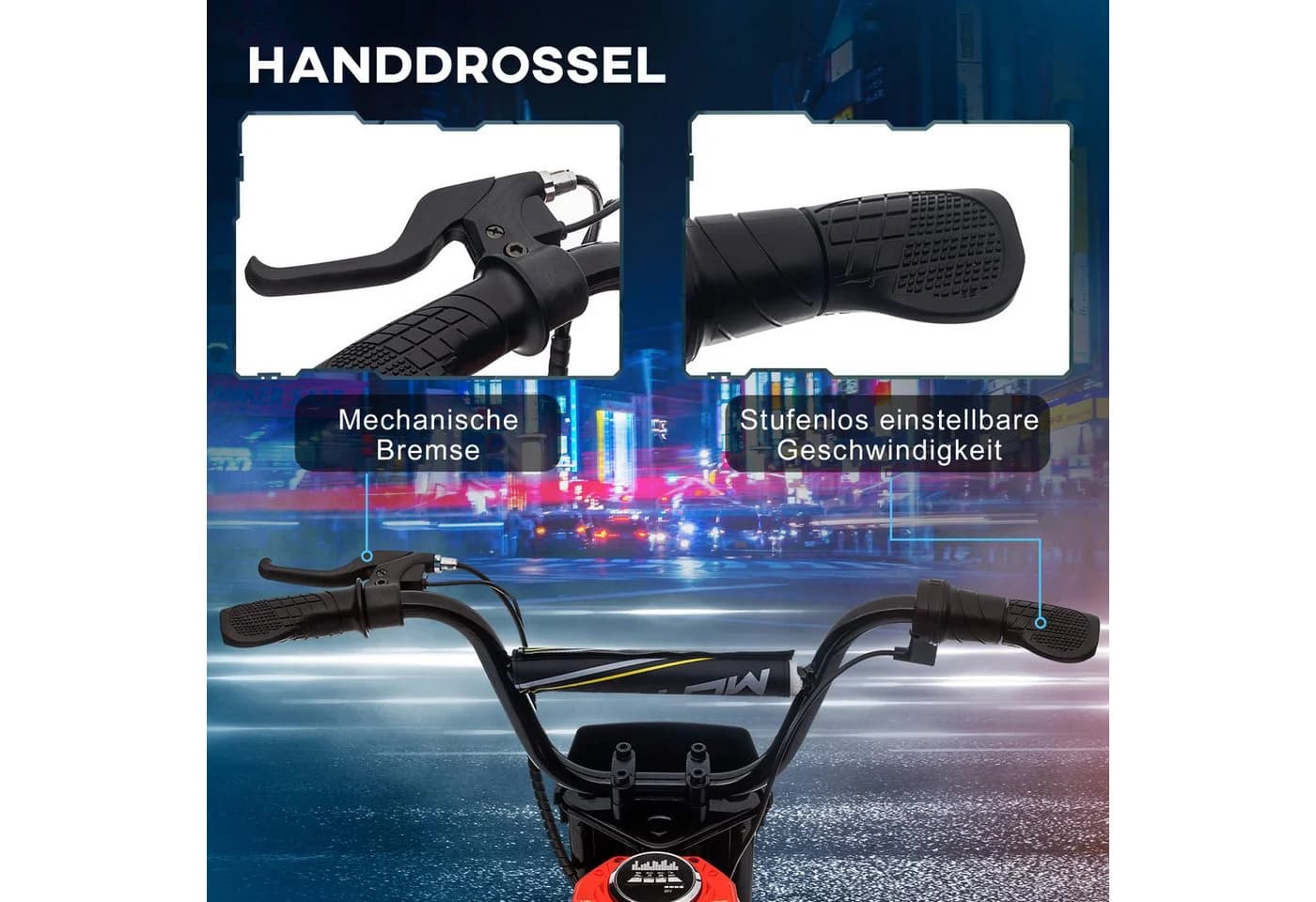 HOMCOM Elektro-Kindermotorrad Rot 24V 350W mit Musik und Scheinwerfer - Bild 4