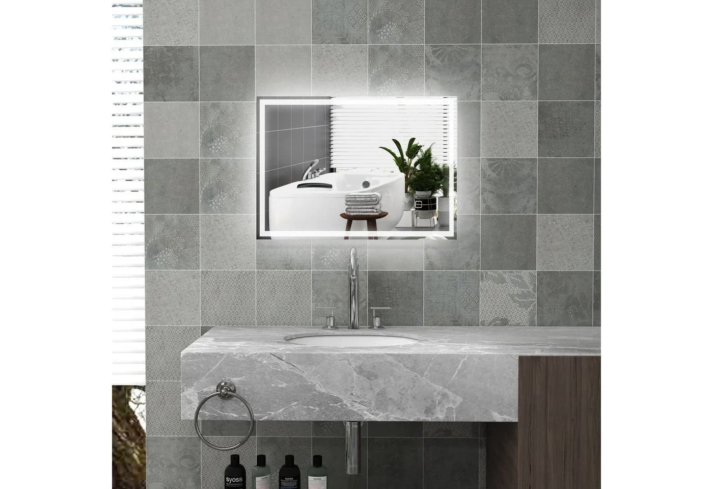 HOMCOM LED Badspiegel Silber mit Touchschalter und Entnebelung - Bild 2