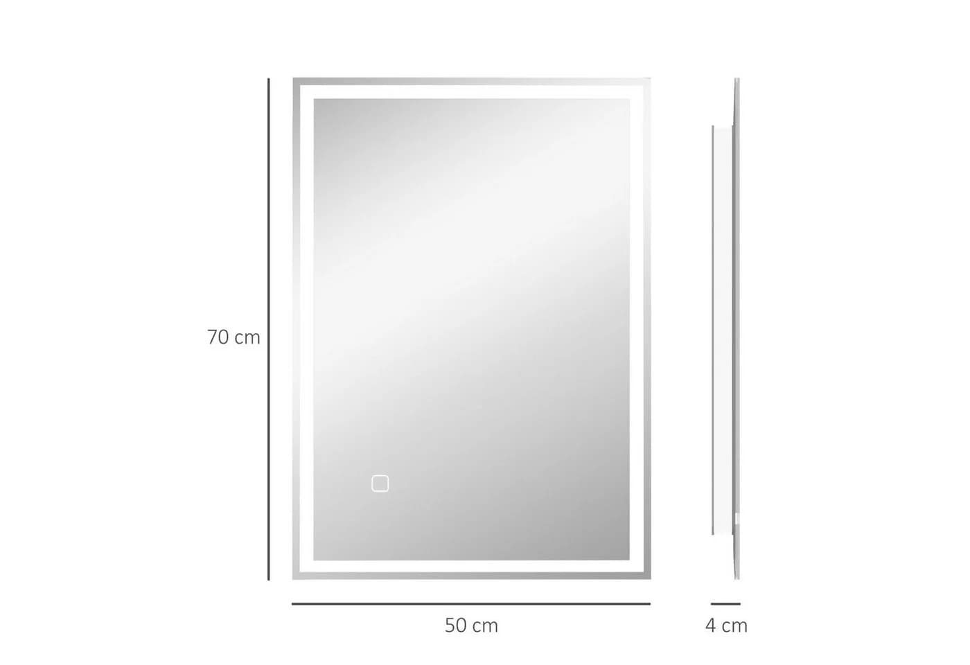 HOMCOM LED Badspiegel Silber mit Touchschalter und Entnebelung - Bild 3
