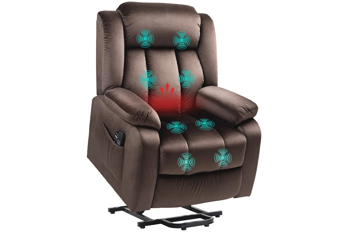 HOMCOM Massagesessel Fernsehsessel Braun mit Aufstehhilfe & Heizfunktion
