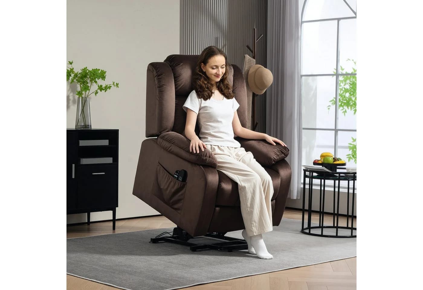 HOMCOM Massagesessel Fernsehsessel Braun mit Aufstehhilfe & Heizfunktion - Bild 2