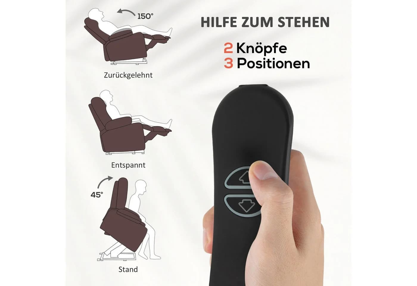 HOMCOM Massagesessel Fernsehsessel Braun mit Aufstehhilfe & Heizfunktion - Bild 4