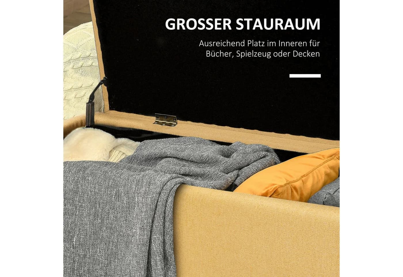 HOMCOM Sitzbank mit Stauraum Gelb Polyester Stahlbeine - Bild 4