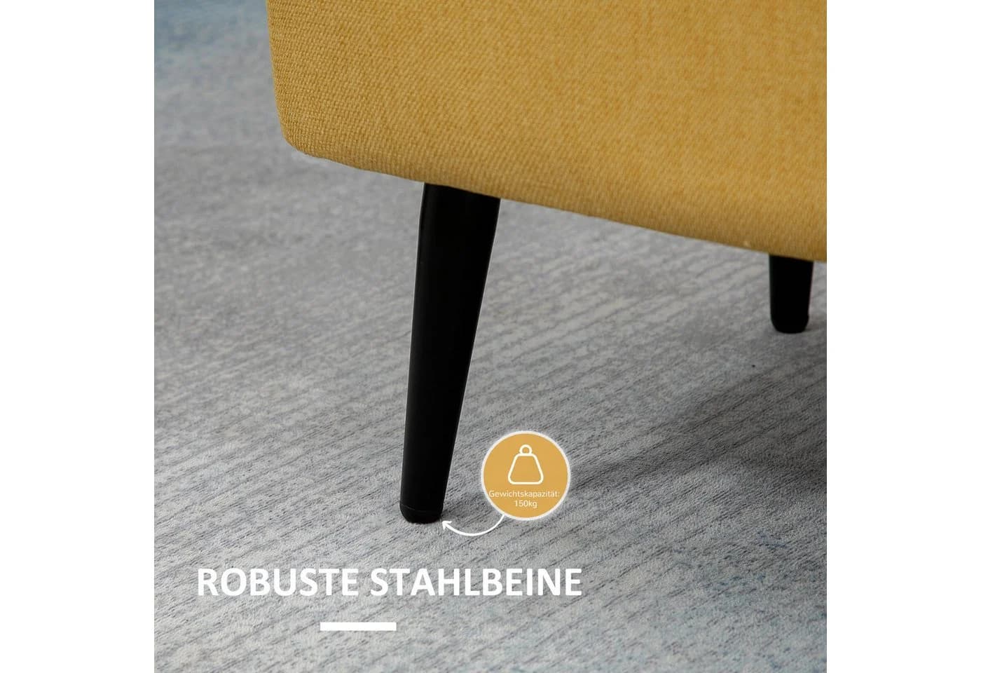 HOMCOM Sitzbank mit Stauraum Gelb Polyester Stahlbeine - Bild 5