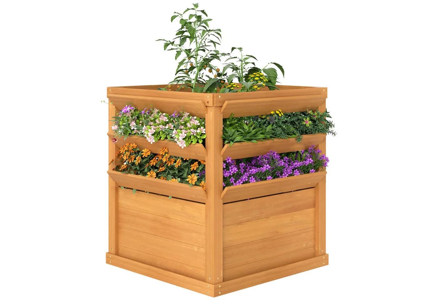 Outsunny Hochbeet mit Rankgitter Karamellbraun Tannenholz