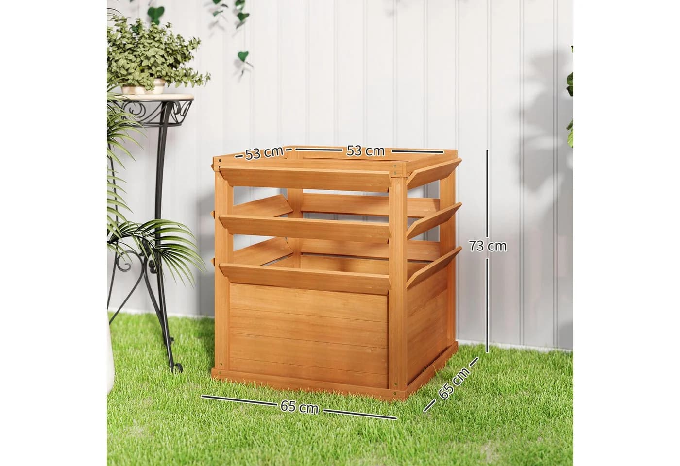 Outsunny Hochbeet mit Rankgitter Karamellbraun Tannenholz - Bild 3
