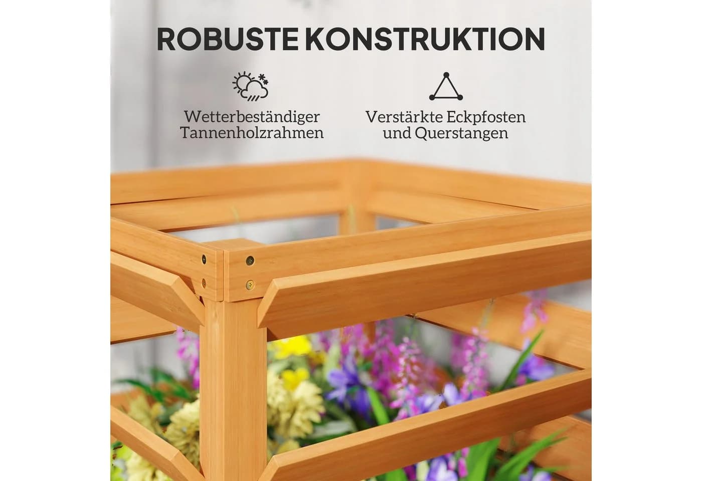 Outsunny Hochbeet mit Rankgitter Karamellbraun Tannenholz - Bild 4