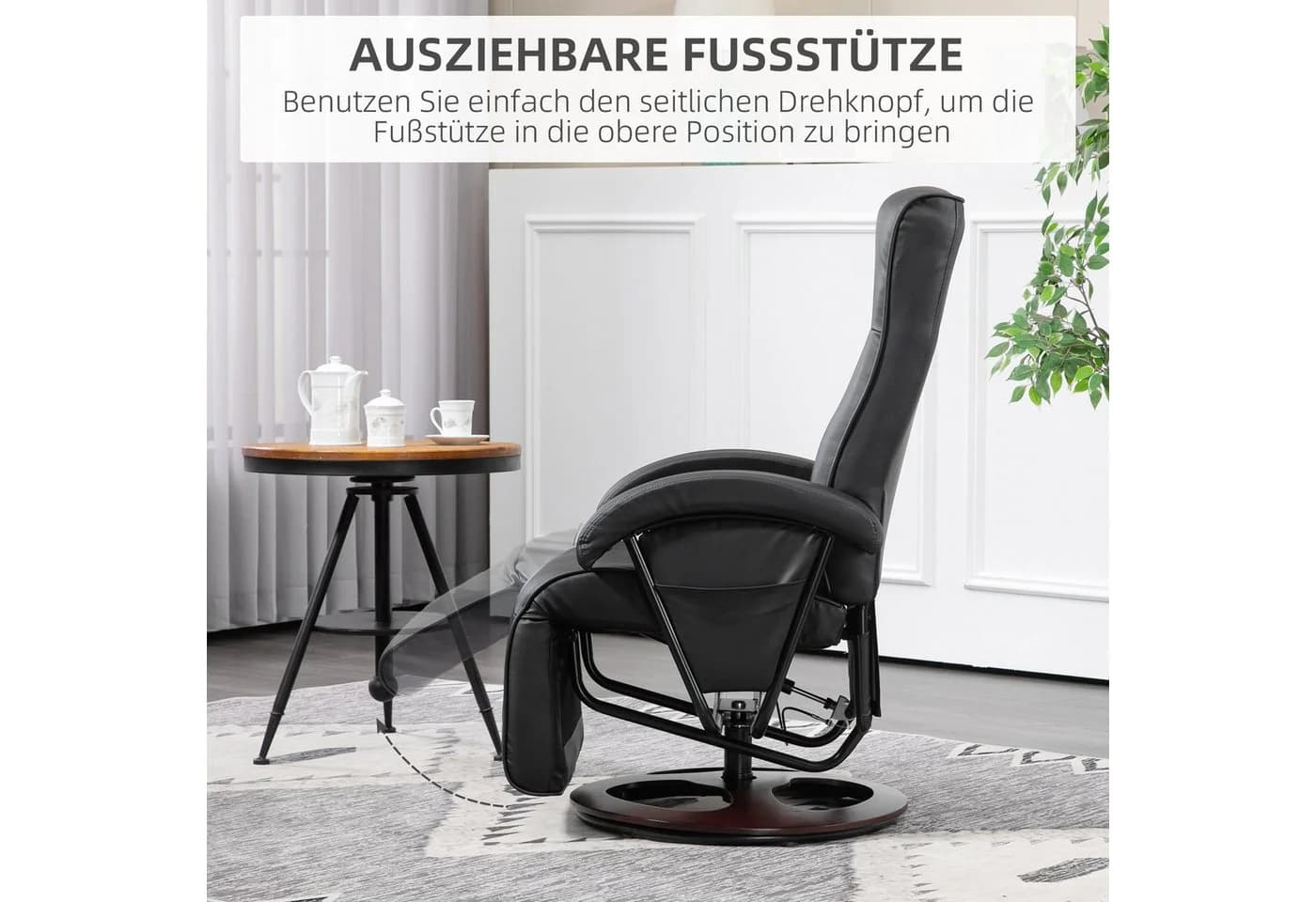 HOMCOM Relaxsessel Schwarz mit Liege- und Drehfunktion - Bild 5