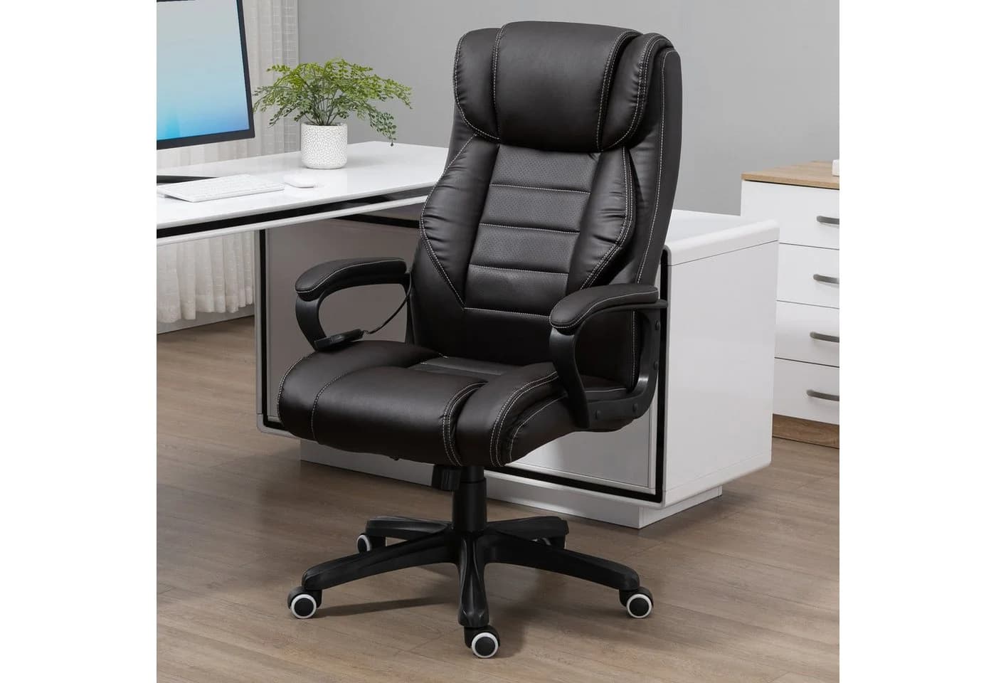 Vinsetto Bürostuhl mit Massagefunktion Kunstleder Braun - Bild 2
