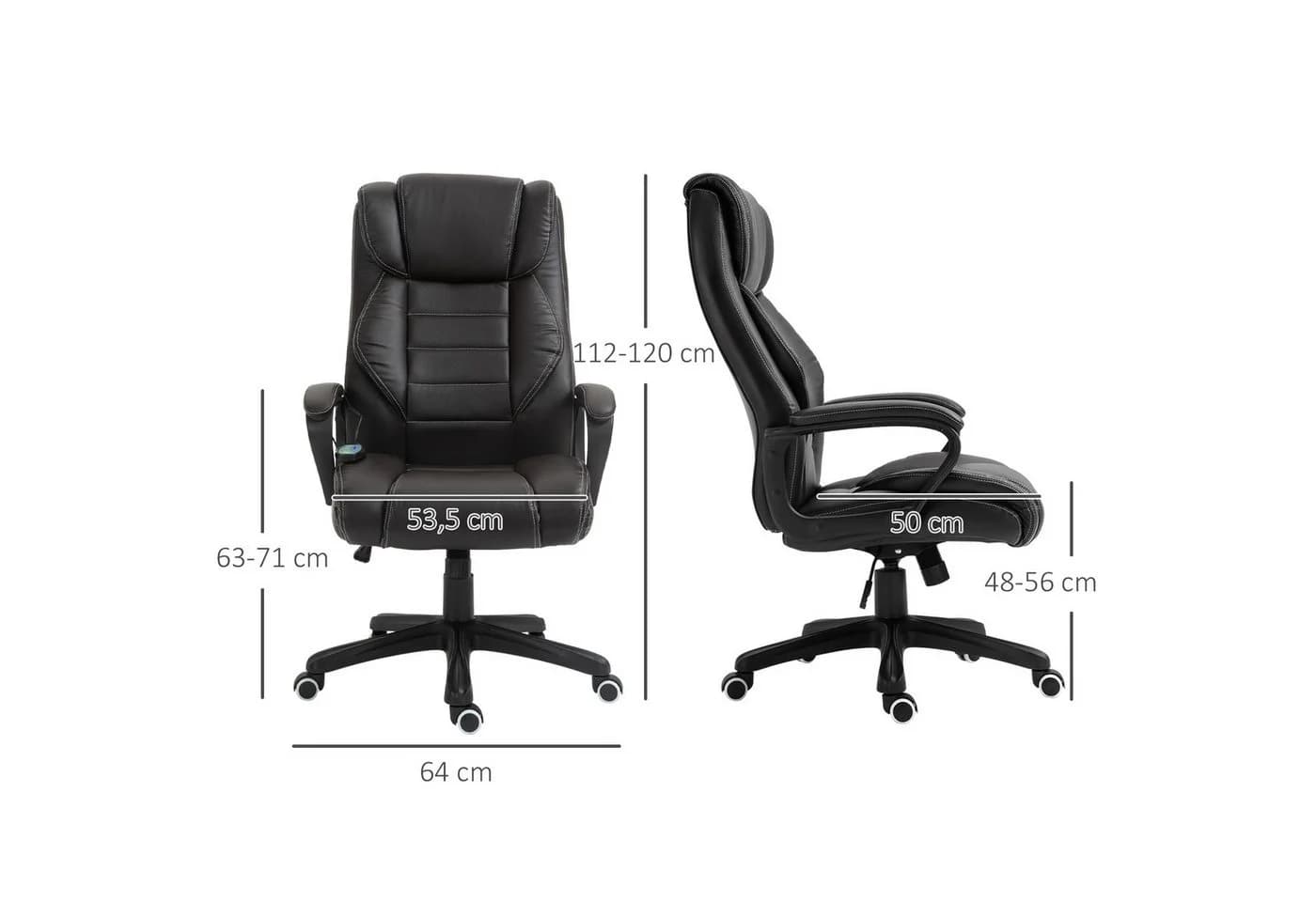 Vinsetto Bürostuhl mit Massagefunktion Kunstleder Braun - Bild 3
