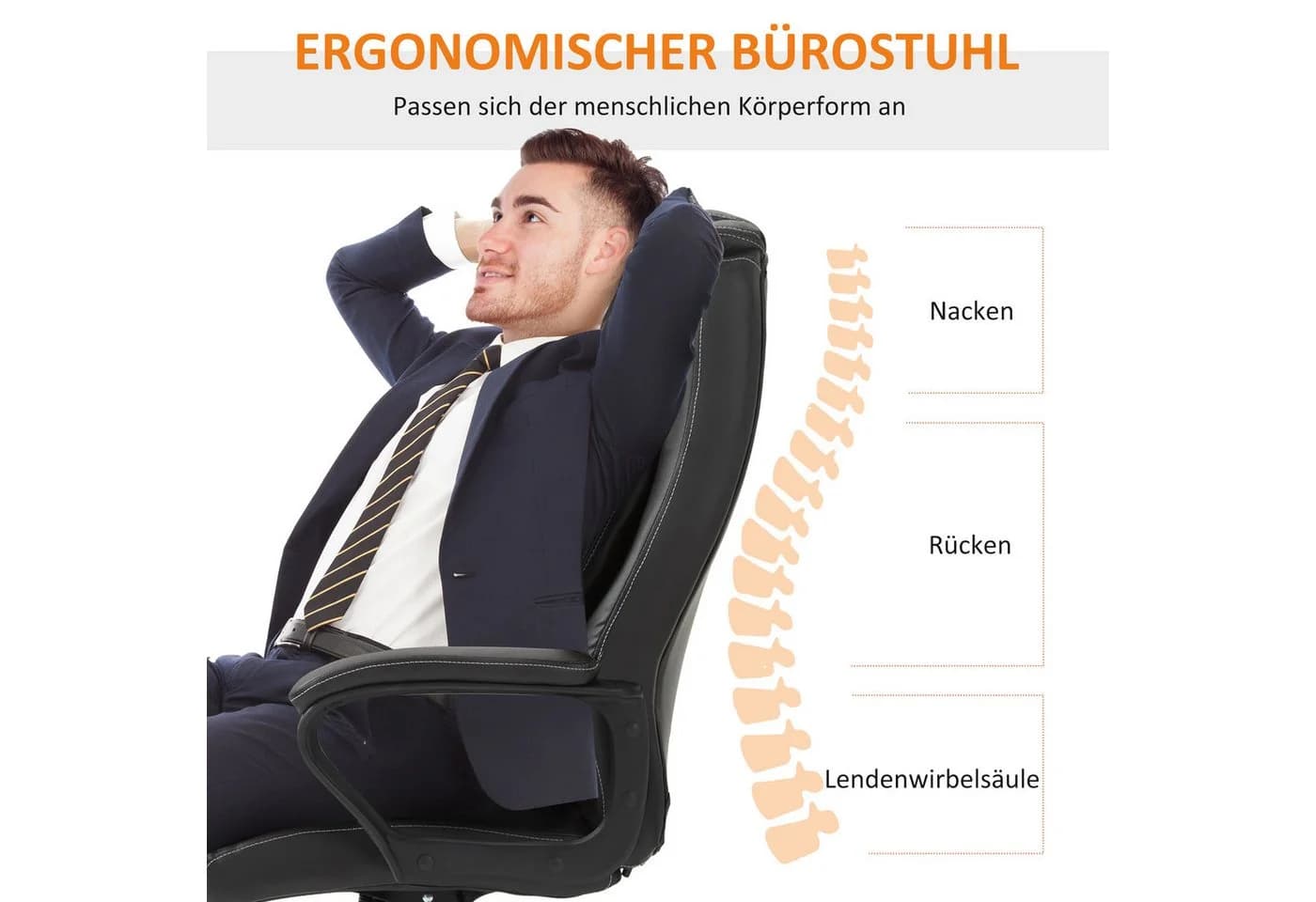 Vinsetto Bürostuhl mit Massagefunktion Kunstleder Braun - Bild 4