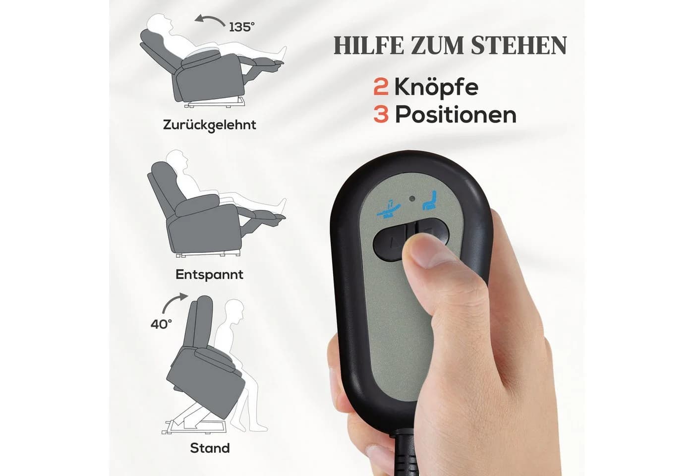 HOMCOM Relaxsessel Elektrisch mit Liegefunktion & Aufstehhilfe Dunkelgrau - Bild 4