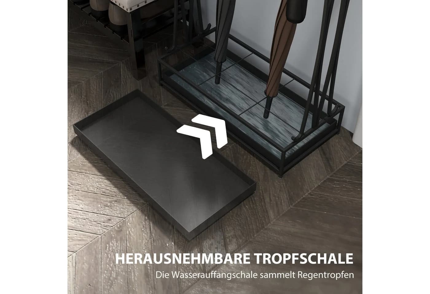 HOMCOM Schirmständer mit 24 Haken, 21 Löchern, herausnehmbare Wasserauffangschale - Bild 5