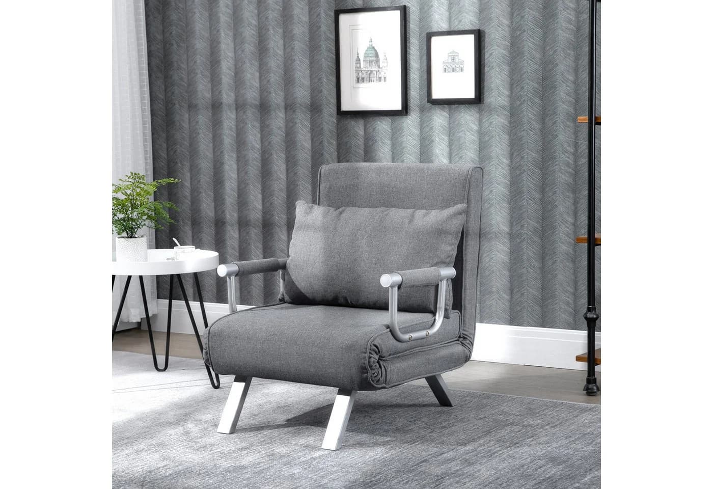 HOMCOM Schlafsofa 3 in 1 Schlafsessel Grau Metall - Bild 2