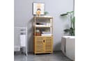 Kleankin Badkommode mit 2 Lamellentüren, 2 offene Fächer & Schrank aus Bambus Bild 2