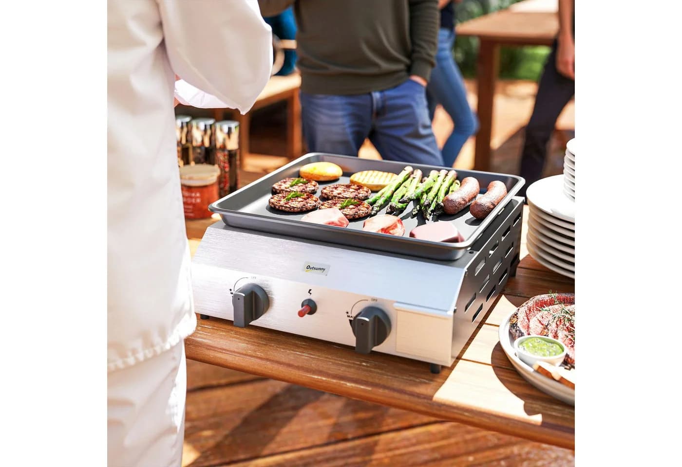 Outsunny Gasgrill mit 2 Edelstahl-Brennern für Balkon & Camping - Bild 2