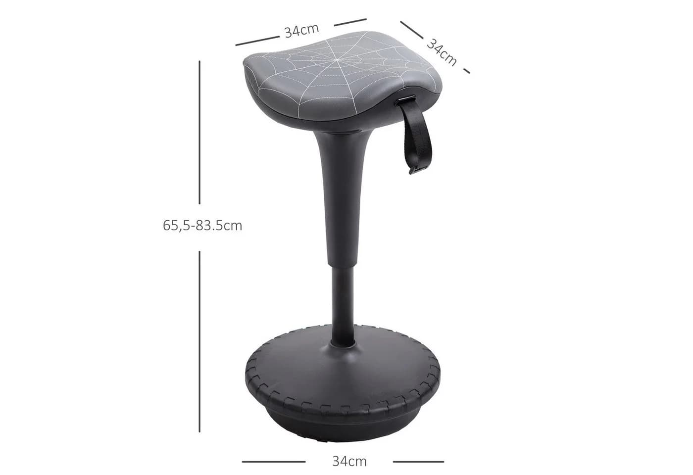 Vinsetto Bürohocker Kunststoff, Nylon Ergonomischer Hocker - Bild 3