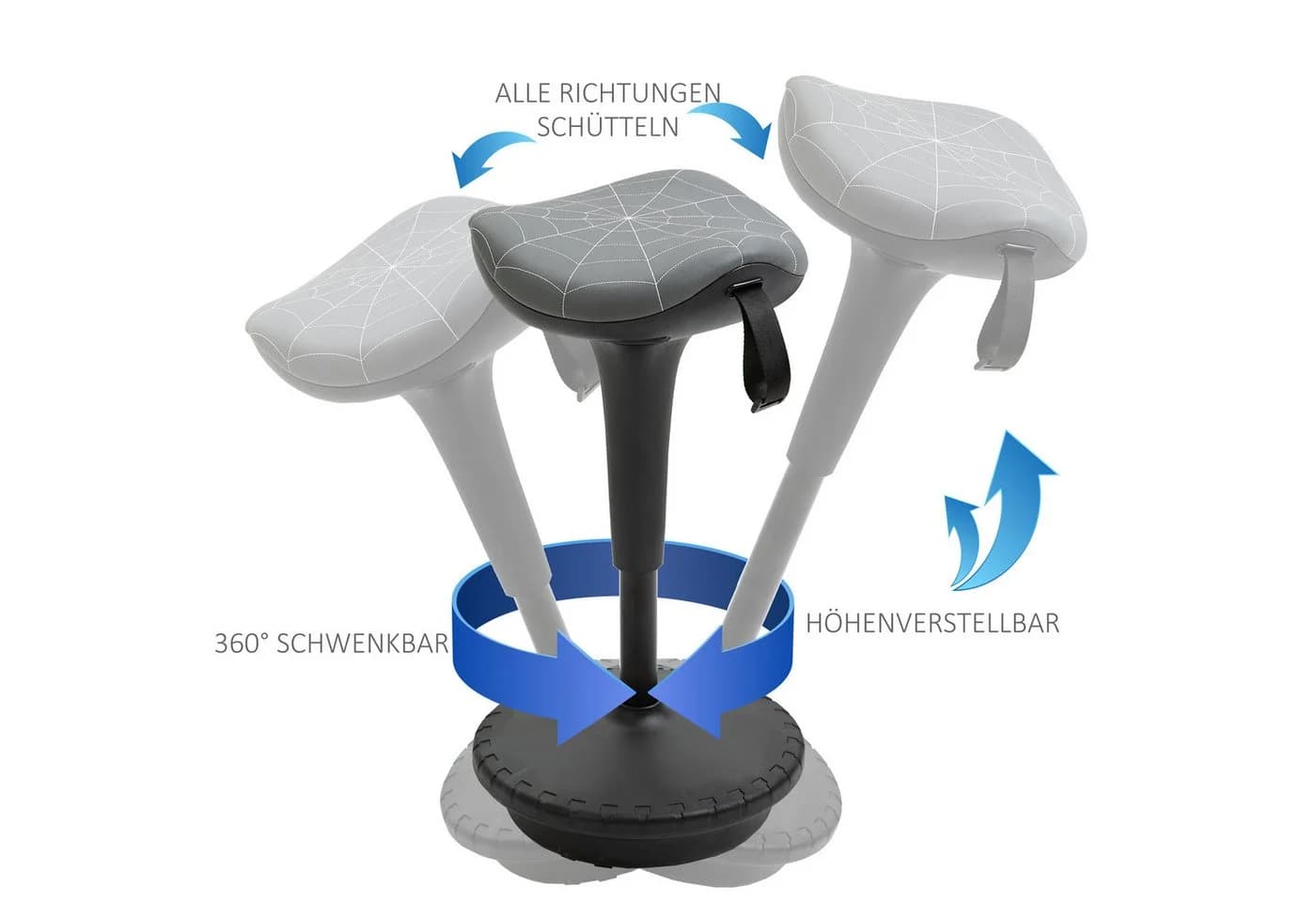 Vinsetto Bürohocker Kunststoff, Nylon Ergonomischer Hocker - Bild 4