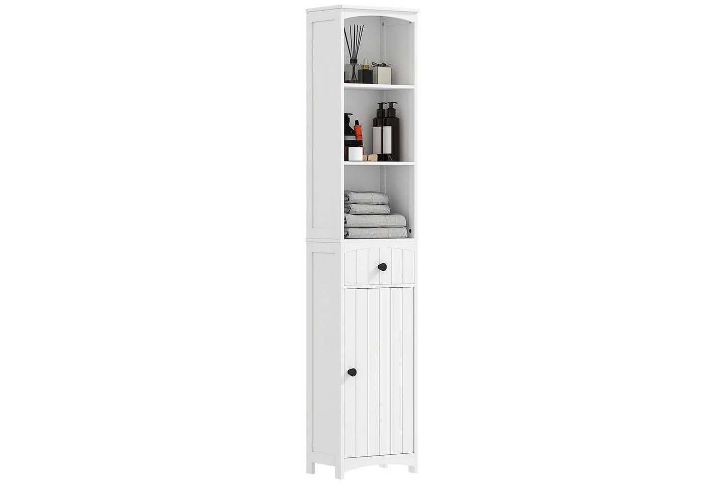 HOMCOM Badschrank Weiß Hochschrank mit Schublade
