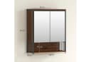 HOMCOM Spiegelschrank Braun mit Soft-Close Tür und Regalen Bild 3