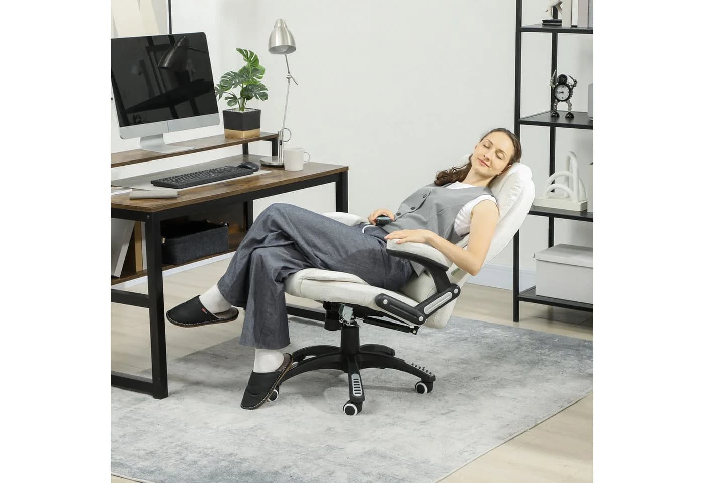Vinsetto Bürostuhl mit Massage, Heizung & Liegefunktion Weiß - Bild 2