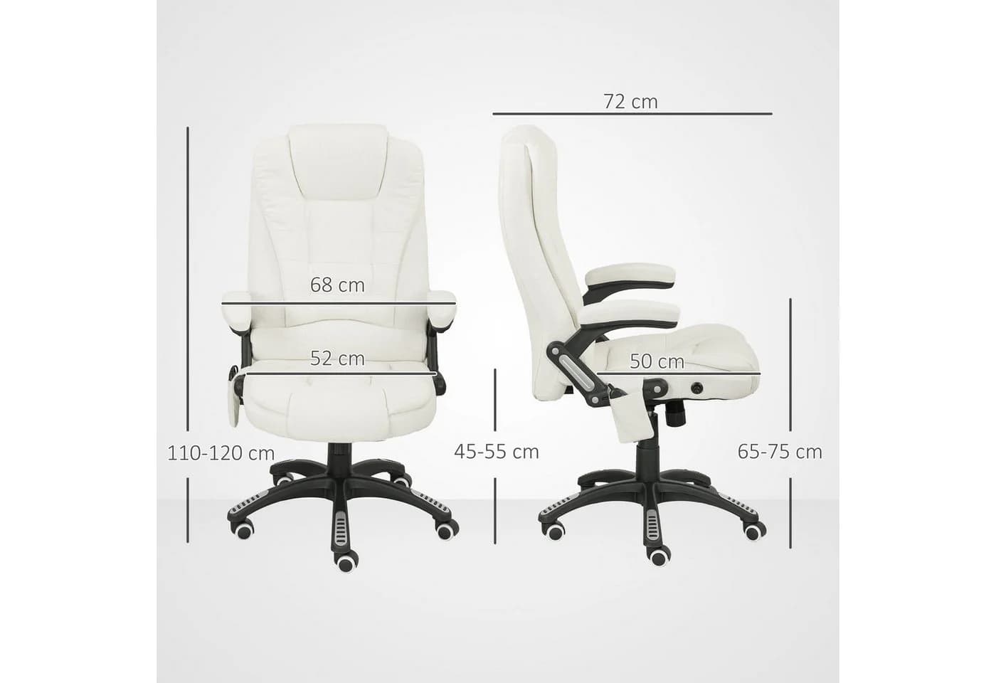 Vinsetto Bürostuhl mit Massage, Heizung & Liegefunktion Weiß - Bild 3