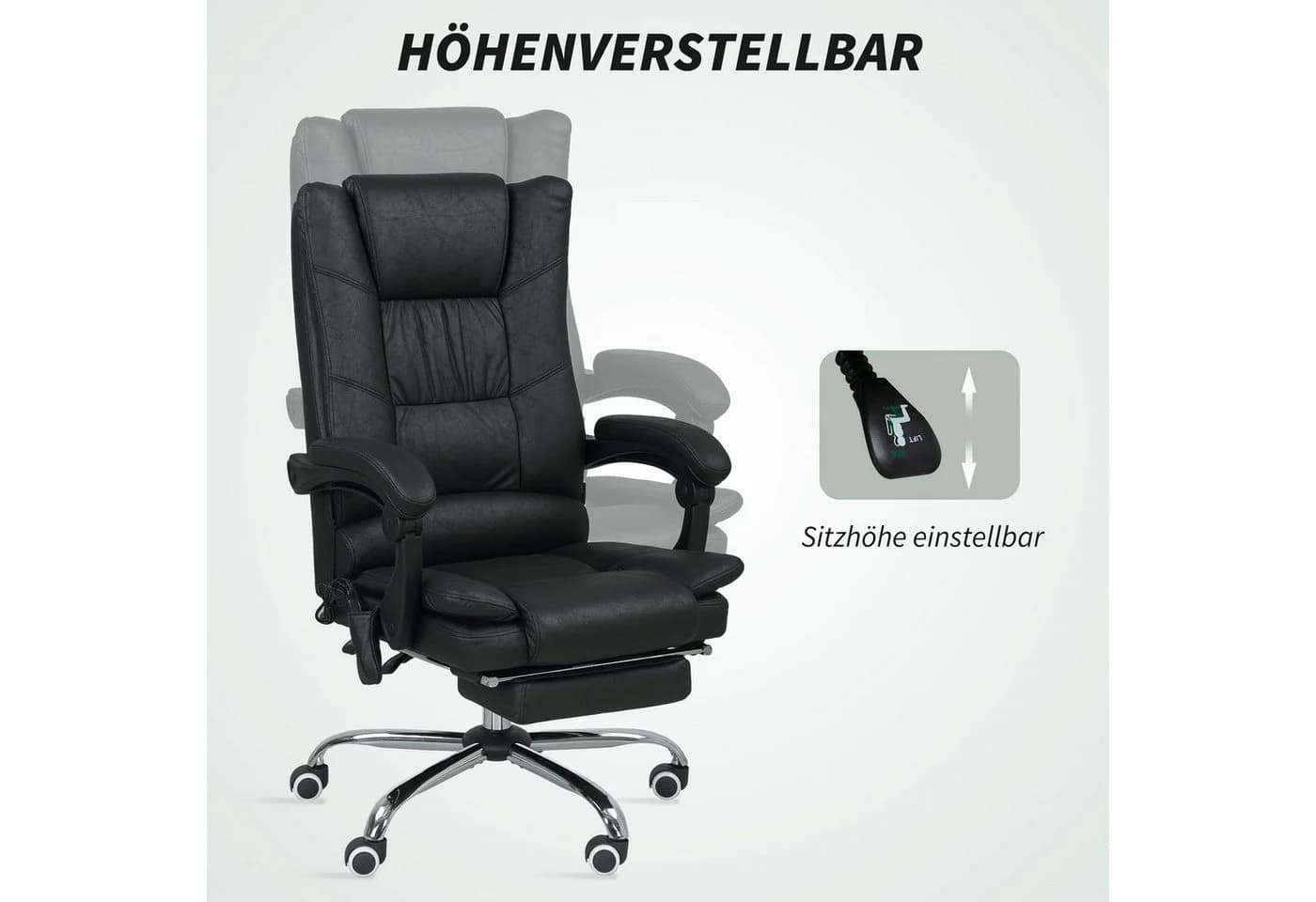 Vinsetto Schreibtischstuhl Bürostuhl mit Vibrationsmassage Chefsessel mit Lendenwärmer - Bild 5