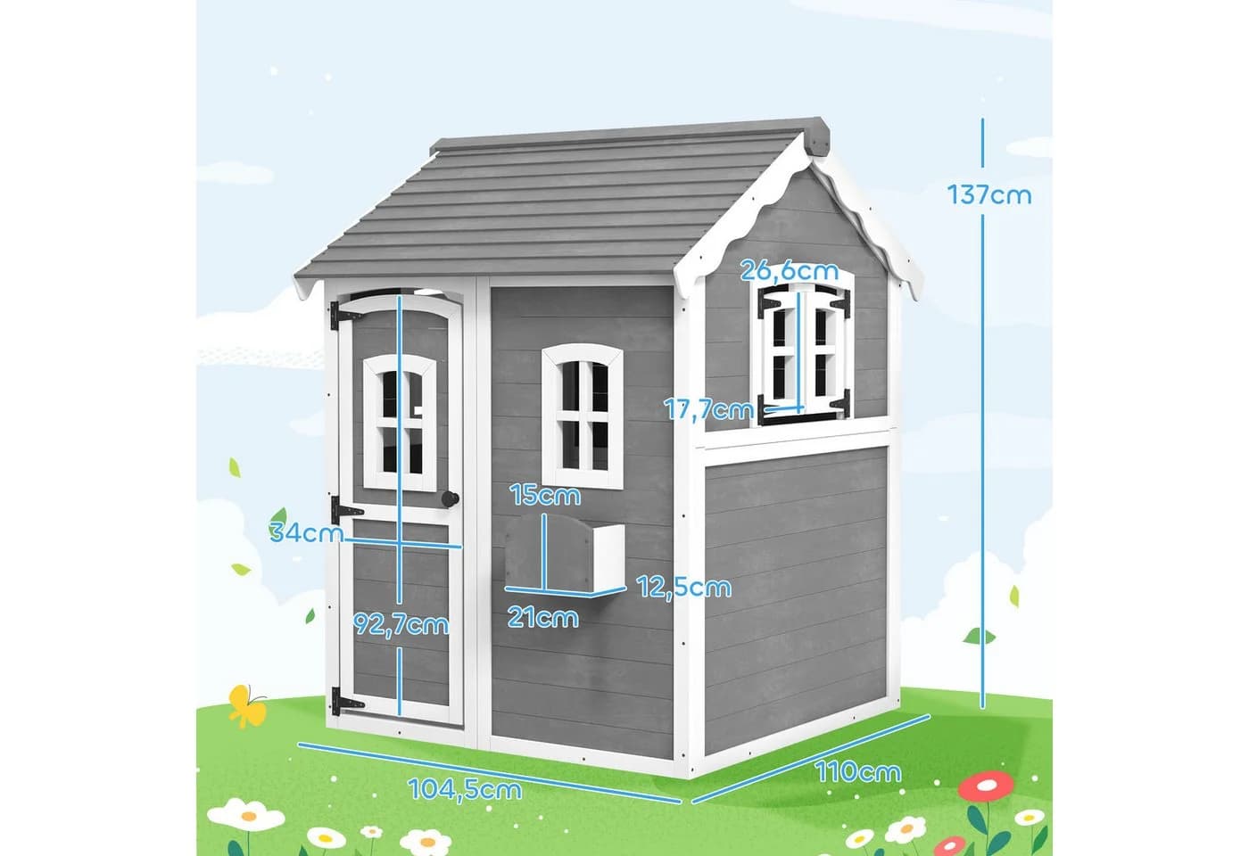 Outsunny Spielhaus Kinderspielhaus Holz Outdoor - Bild 3