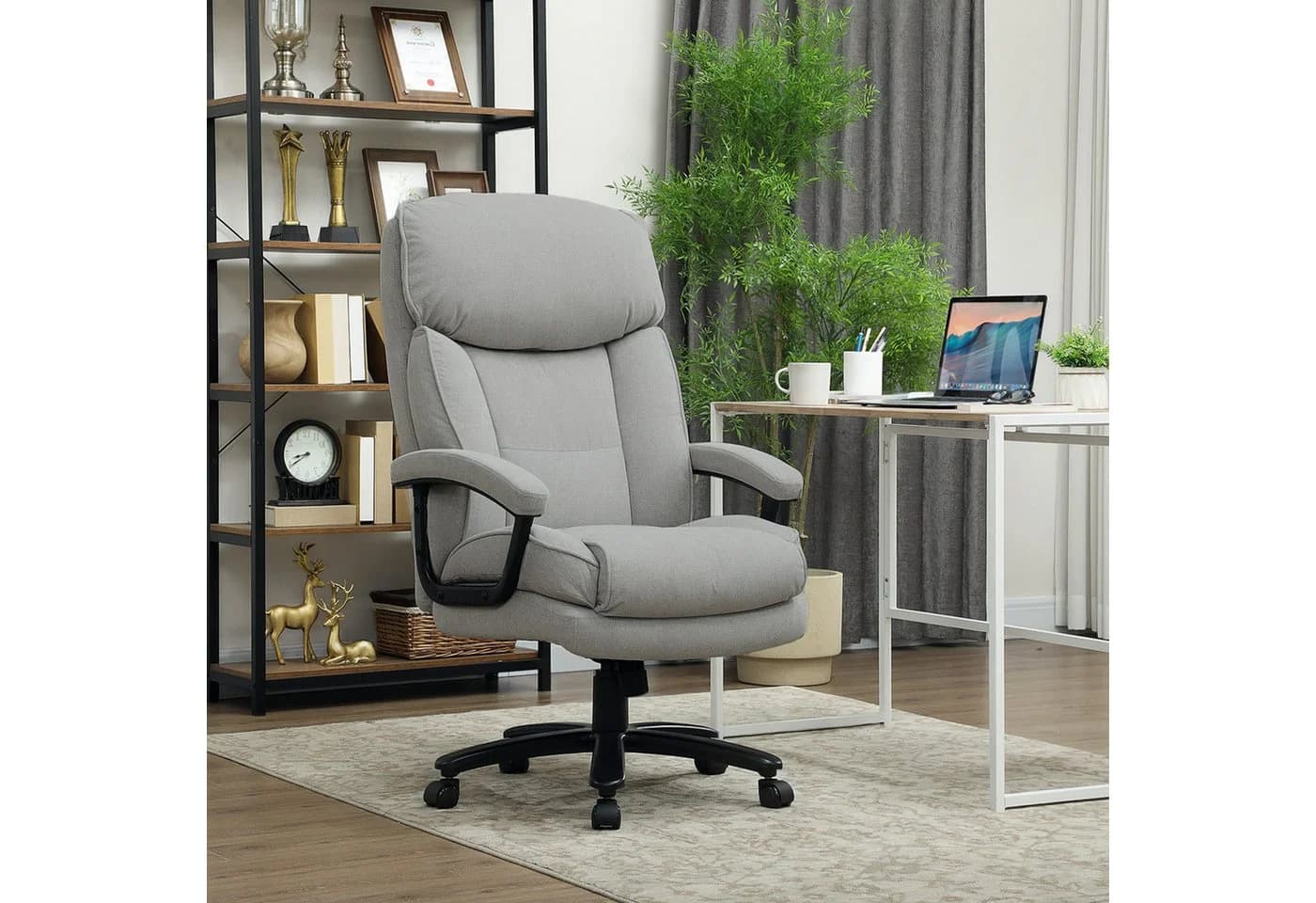 HOMCOM Bürostuhl Ergonomisch mit Wippfunktion Hellgrau Bis 200 kg - Bild 2