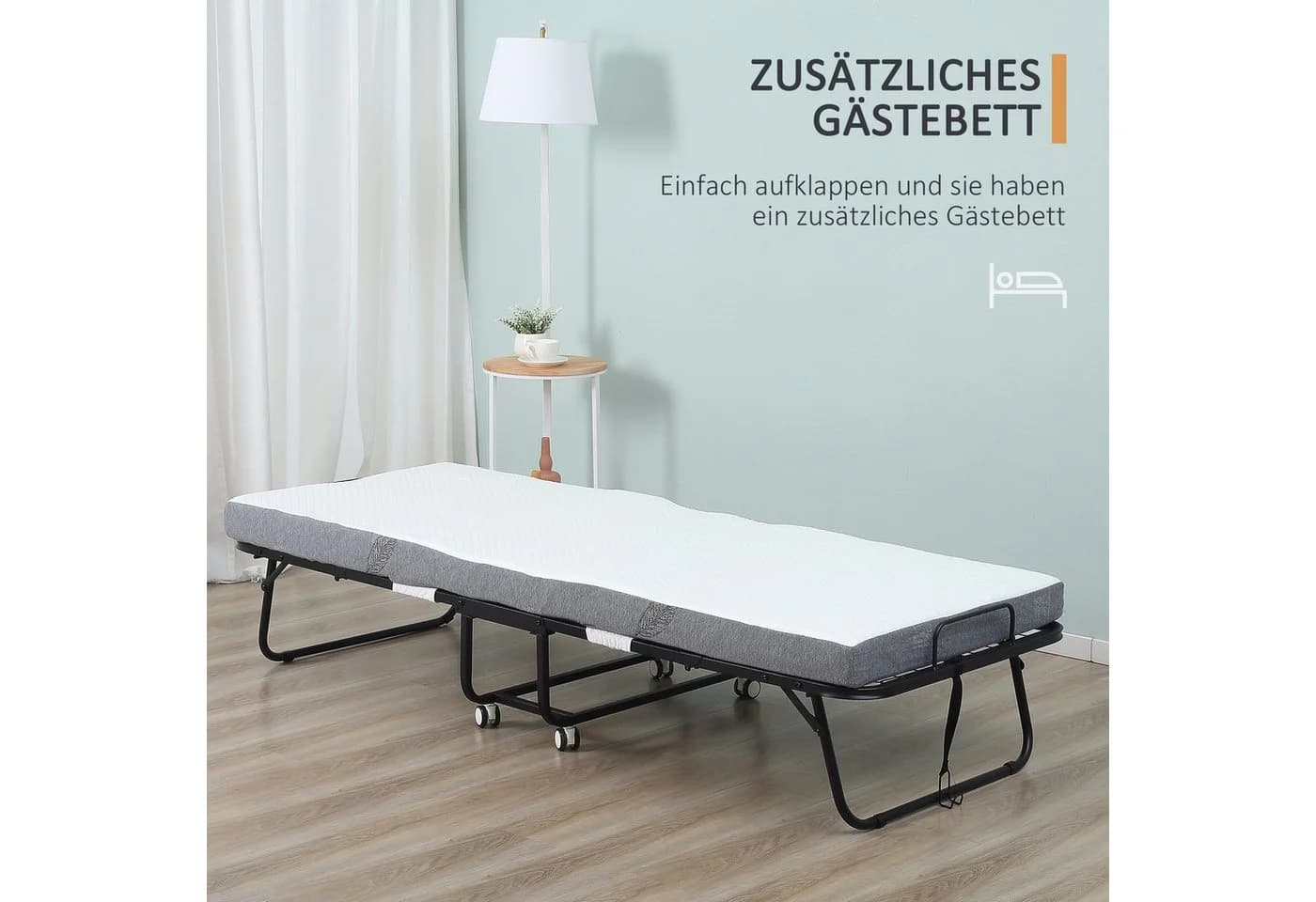HOMCOM Gästebett Klappbett 90x200 cm mit 10 cm Dicker Schaumstoff - Bild 4