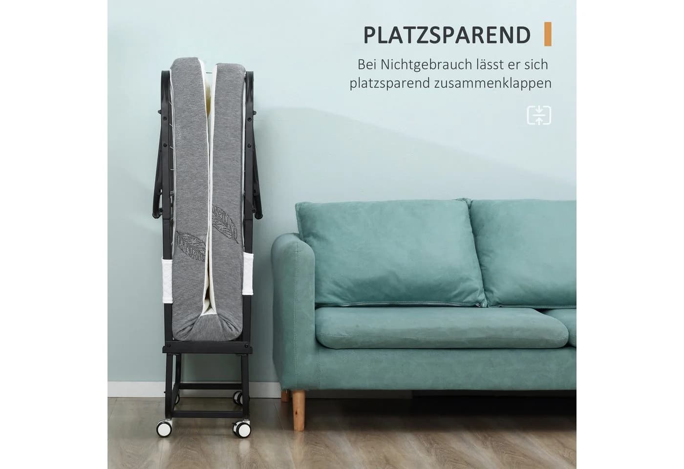 HOMCOM Gästebett Klappbett 90x200 cm mit 10 cm Dicker Schaumstoff - Bild 5