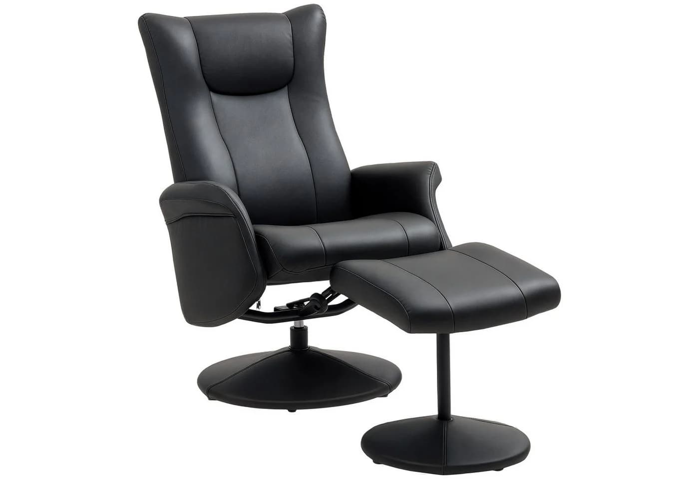 HOMCOM Relaxsessel mit Hocker 360° Drehbar Schwarz Kunstleder