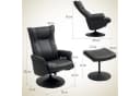 HOMCOM Relaxsessel mit Hocker 360° Drehbar Schwarz Kunstleder Bild 3
