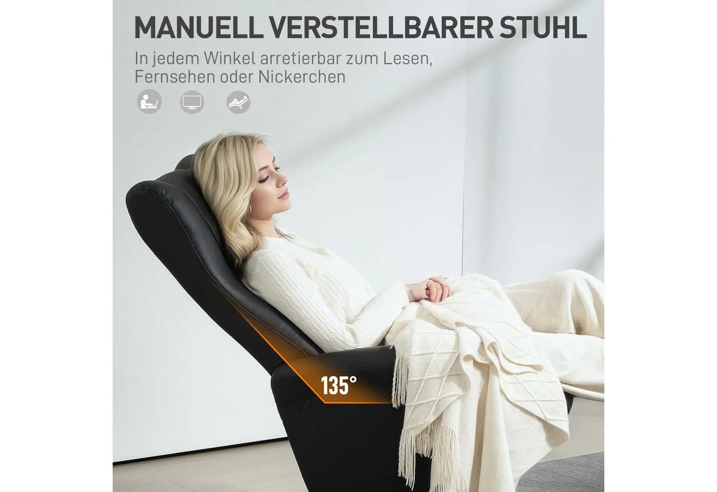 HOMCOM Relaxsessel mit Hocker 360° Drehbar Schwarz Kunstleder - Bild 4