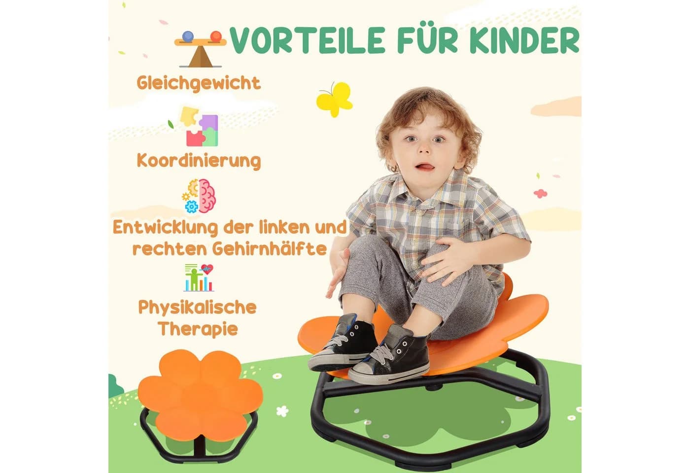 AIYAPLAY Sensorischer Kinderstuhl Orange Balance Training - Bild 4