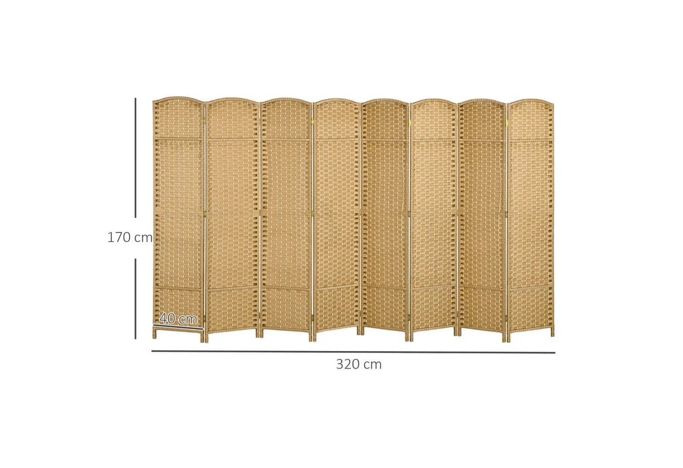 HOMCOM Raumteiler 320 x 170 cm Naturholz - Bild 3