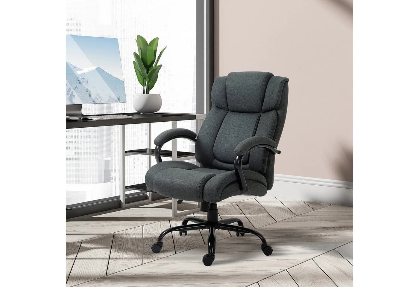Vinsetto Bürostuhl Ergonomischer Chefsessel mit Armlehne, Dunkelgrau - Bild 2