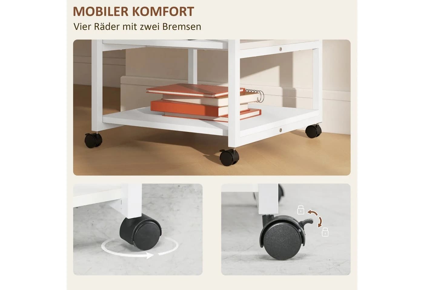 HOMCOM Druckerwagen 3-Ebene Weiß mit Rollen - Bild 5