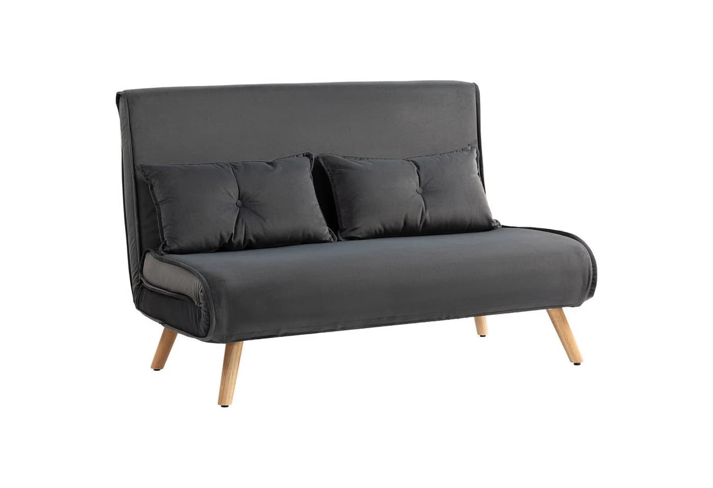 HOMCOM Schlafsofa 2 Sitzer Sofa mit 5-stufig Verstellbarer Rückenlehne, Lendenkissen, Schlafcouch 190 x 120 cm, für Wohnzimmer, Dunkelgrau - Bild 1